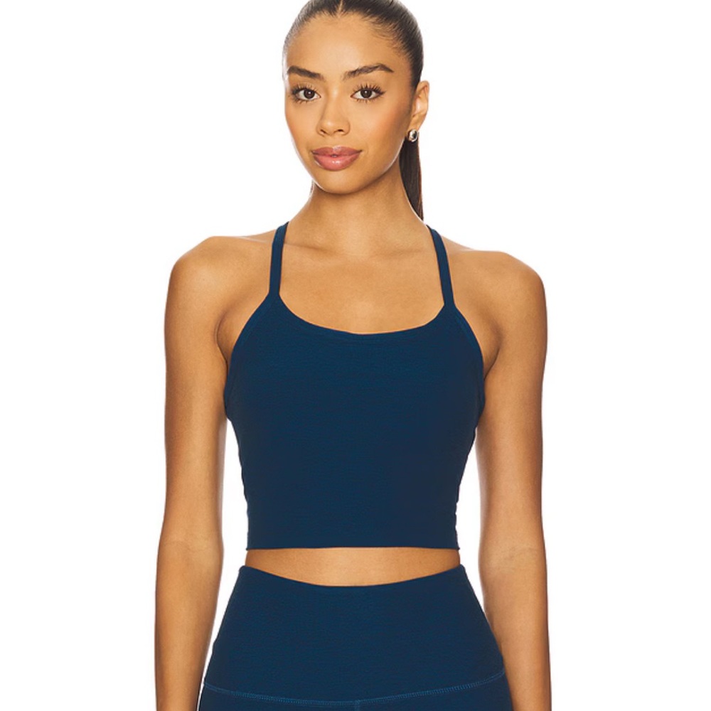 Beyond Yoga Navy Blue Longline Strappy Sports Bra